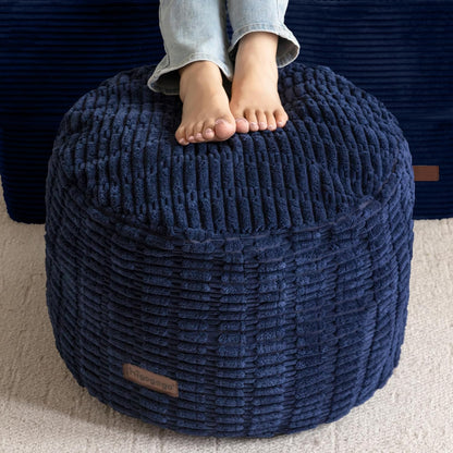 HIGOGOGO Pouf Ottoman Stuffed Round Modern Foam Filled Foot Rest Poufs for Living Room Chair Decorative 20 X 15 Inches Boho Relax Stool for Wedding Christmas Party, Beige