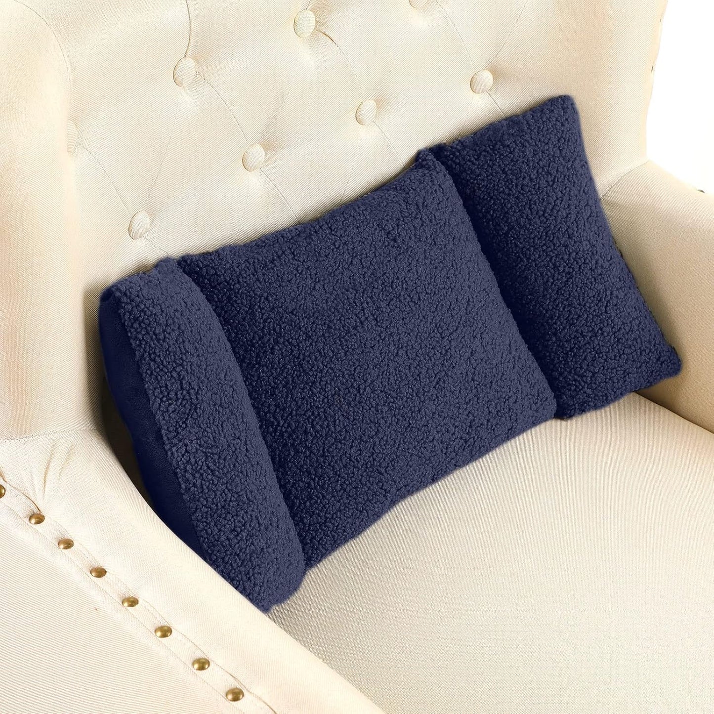 Queekay Fleece Lumbar Support Pillow 3 Section Back Pillow Office Chair for Back Support Comfortable Lumbar Cushion for Car Seat Pain Relief Sofa Rest(Gray)