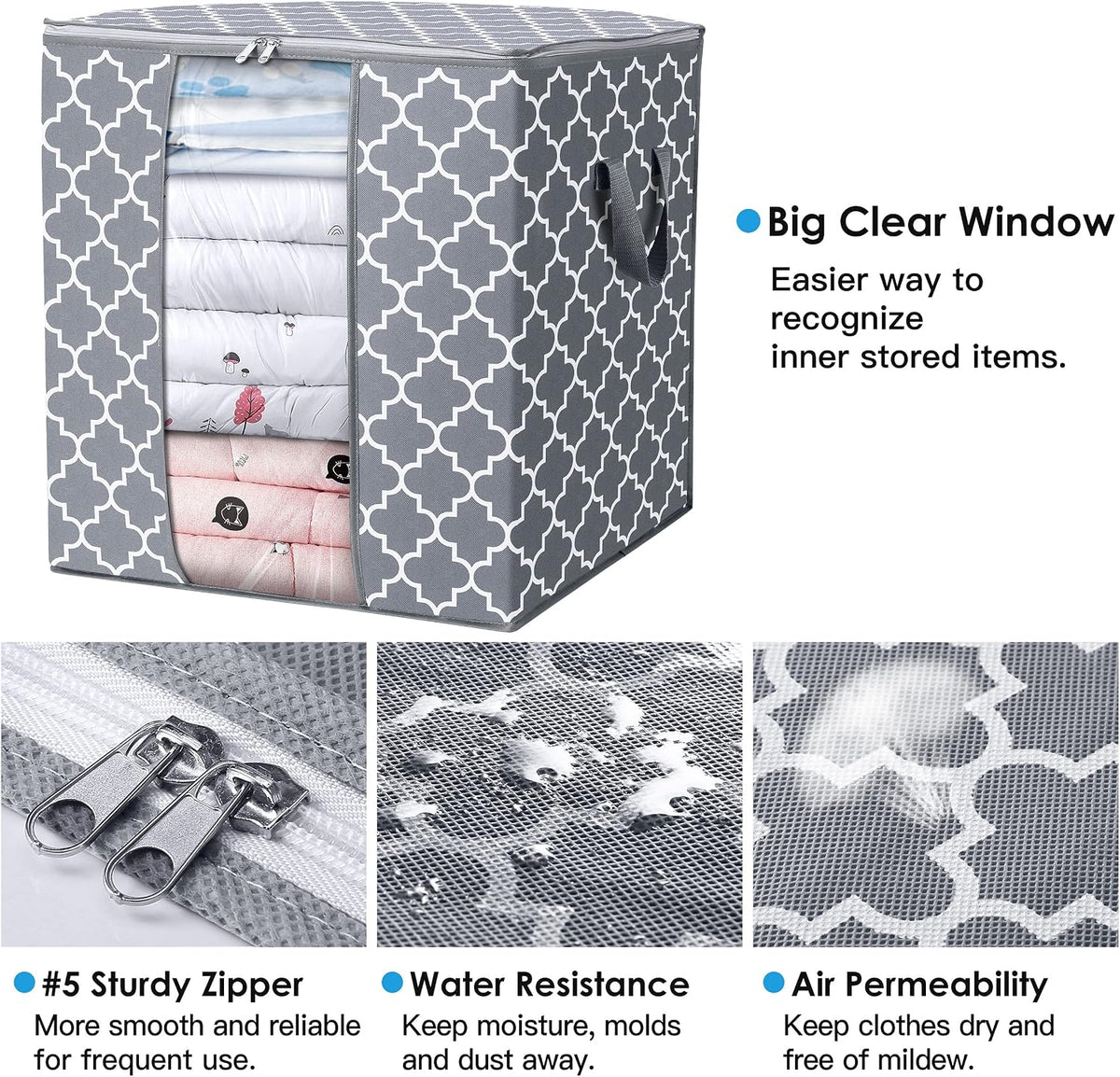 Storage Bags 3 Pack 100L Clothes Organization and Storage Containers