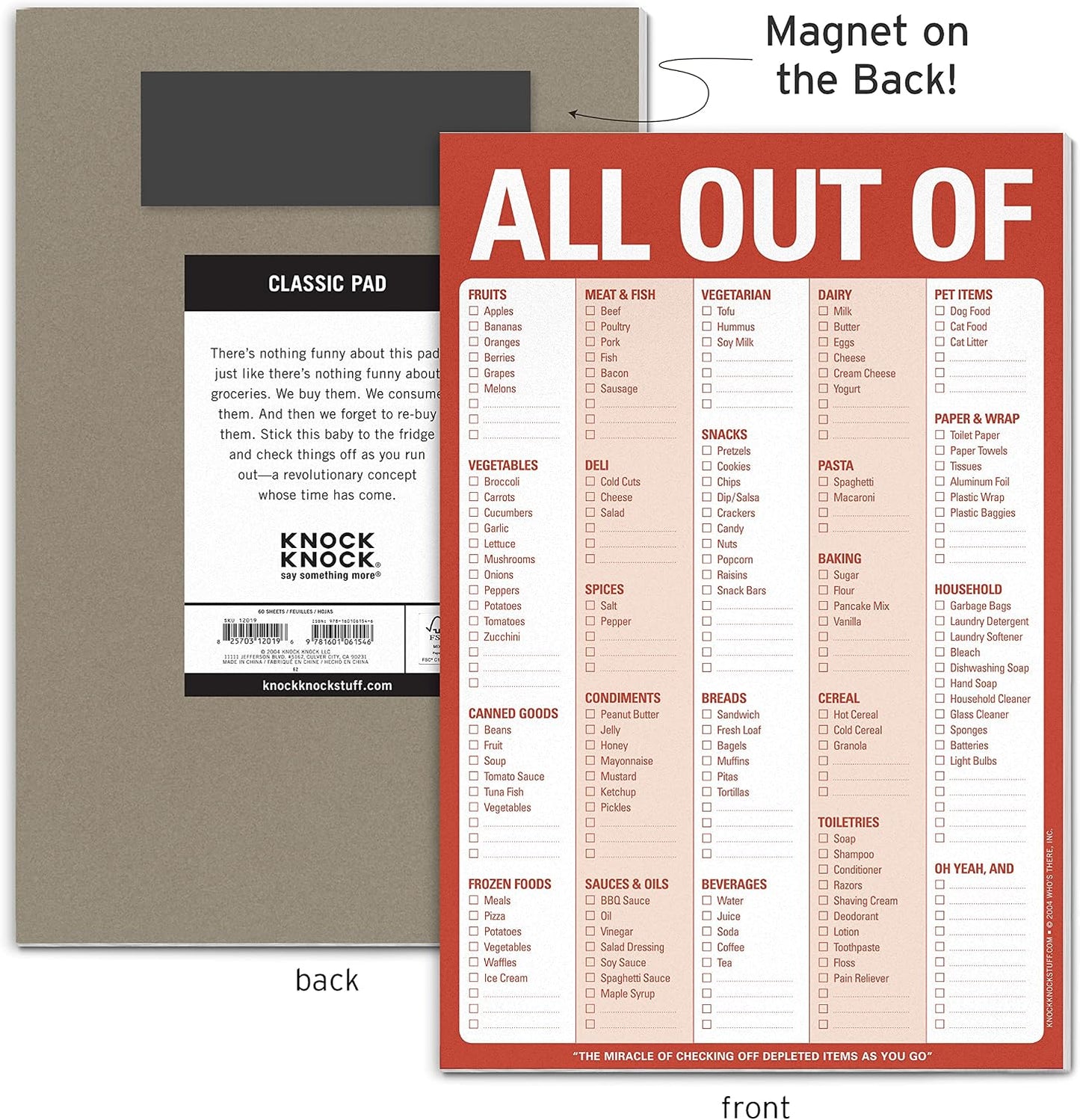 Knock Knock All Out Of Grocery List Note Pad, 6 x 9-inches (Blue)