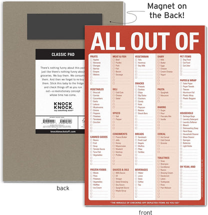 Knock Knock All Out Of Grocery List Note Pad, 6 x 9-inches (Blue)