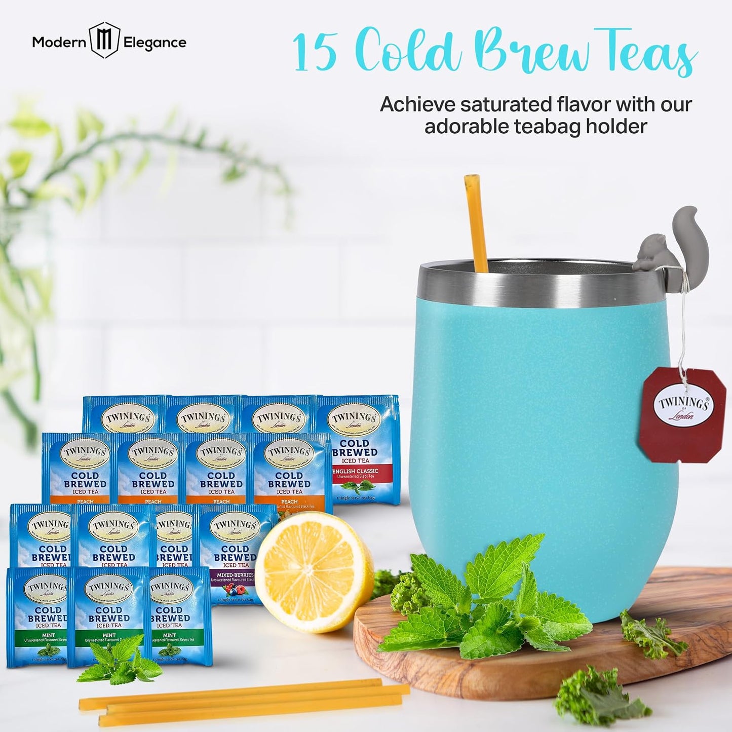 Modern Elegance Tea Tumbler Gift Set for Women, Teal