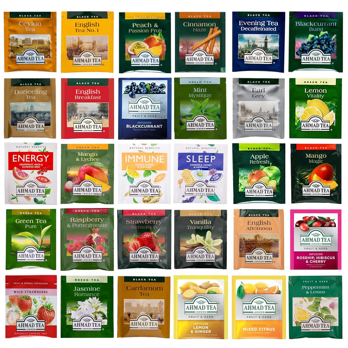 Ahmad Tea Sampler Assortment, Variety Pack (30 Count), 30 Unique Flavors of Tea