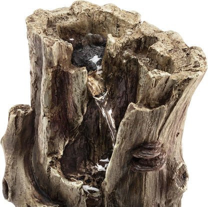 Alpine Corporatio 14" Tall Stoned Jar Cascading Water Fountain with LED Lights, Elegant Tabletop Water Feature for Home, Office, Living Room, and Bedroom Decor, Gray
