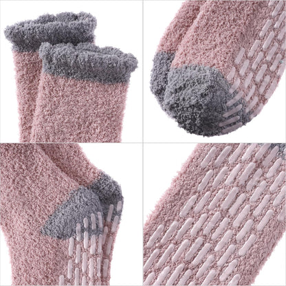 MQELONG Non Slip Hospital Socks with Grips for Women Winter Warm Cozy Fuzzy Slipper Soft Fluffy Sleep Socks