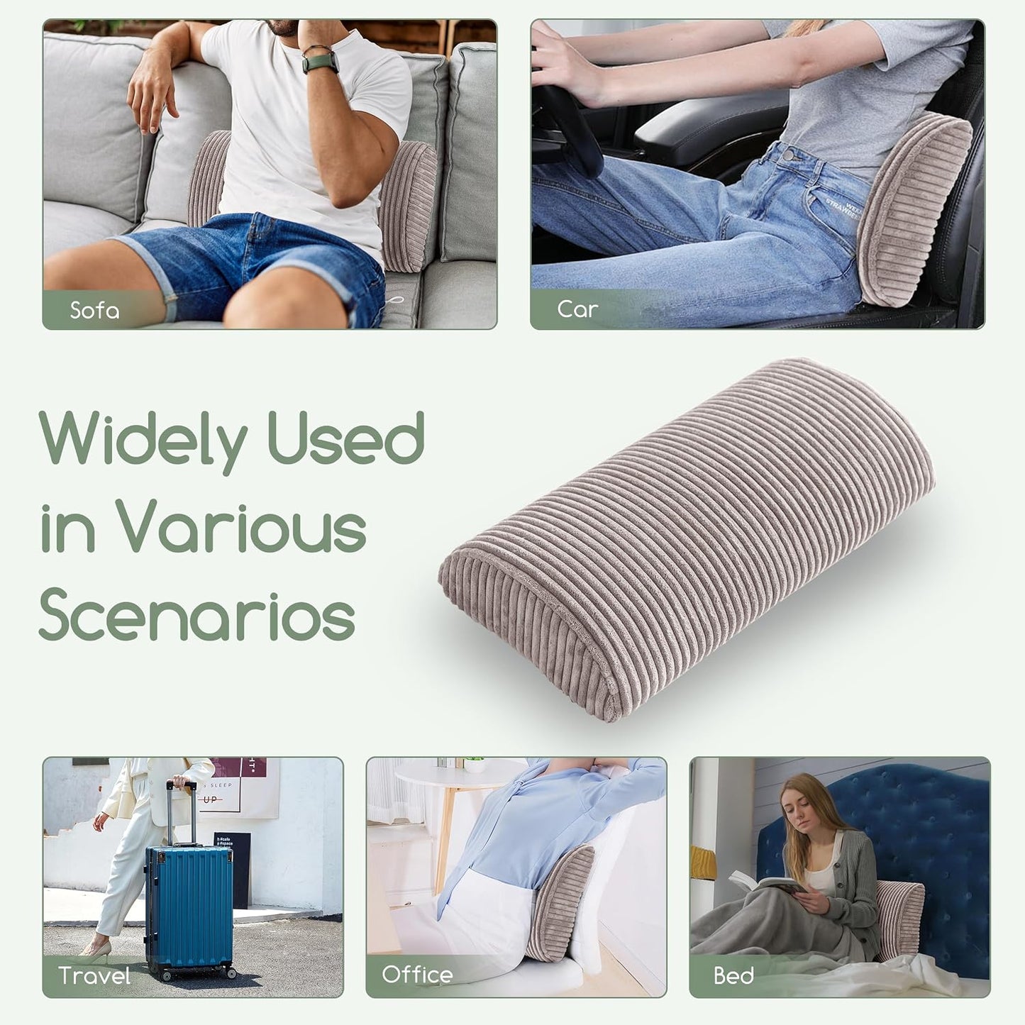HIGOGOGO Lumbar Support Pillow for Recliner Chair/Accent Chair/Couch, Memory Foam Back Support Cushion for Elderly, Recliner Cushions for Back Rest, Pain Relief, Reading, Washable Cover, Dark Grey