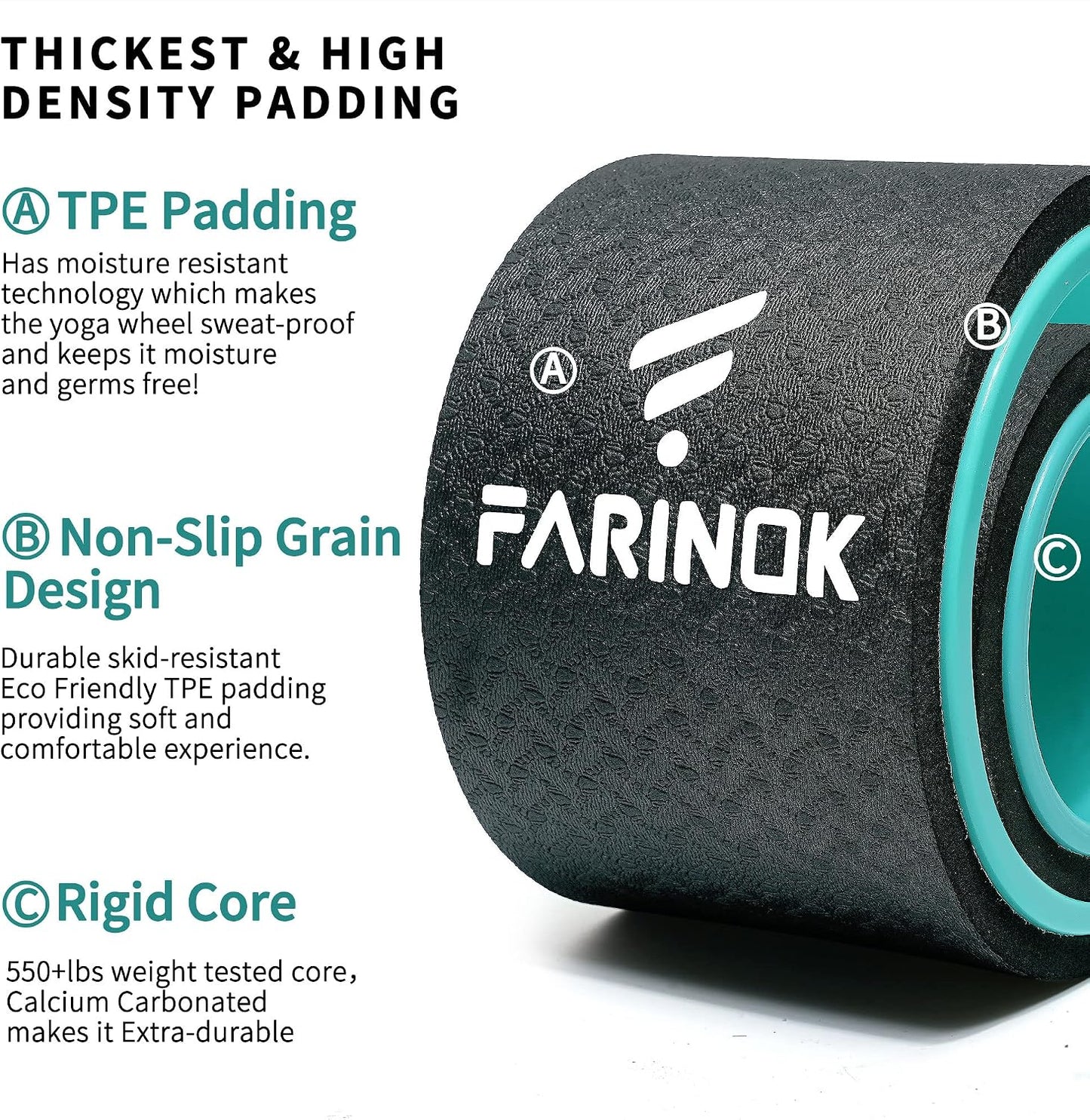 Yoga Wheel Set of 3+1, Upgraded 10MM Thick Back Wheels for Pain Relief & Stretching, Strongest Back Roller for Deep Tissue Massage, Improving Yoga Poses Backbend