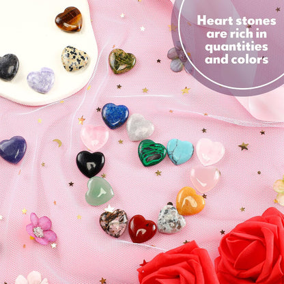 Nuenen 72 Pcs Heart Worry Healing Stone 0.8 in Polished Crystal Chakra Gems