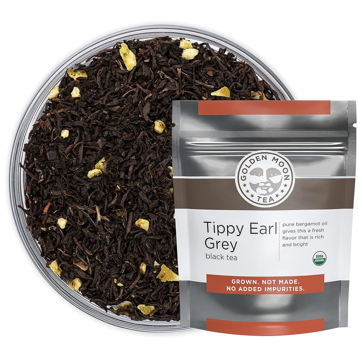 Golden Moon Organic Tippy Earl Grey Loose Leaf Tea – 8oz Bulk 96 Servings