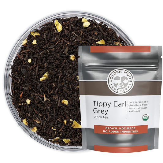 Golden Moon Organic Tippy Earl Grey Loose Leaf Tea – 8oz Bulk 96 Servings