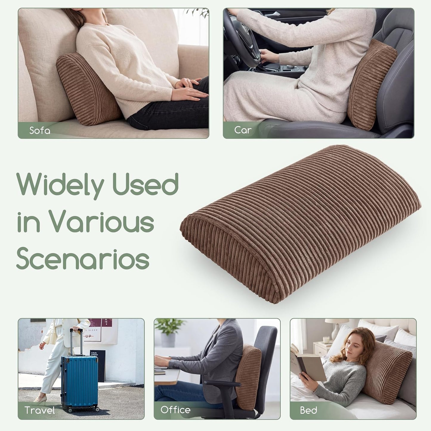 HIGOGOGO Lumbar Support Pillow for Recliner Chair/Accent Chair/Couch, Memory Foam Back Support Cushion for Elderly, Recliner Cushions for Back Rest, Pain Relief, Reading, Washable Cover, Dark Grey