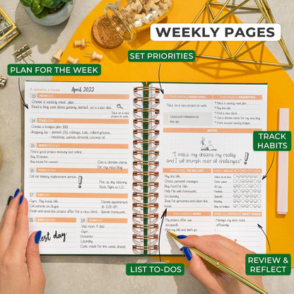 Clever Fox Planner 2nd Edition – Colorful Weekly & Monthly Goal Planner, Time Management & Productivity Organizer, Undated, A5 (Dark Teal)