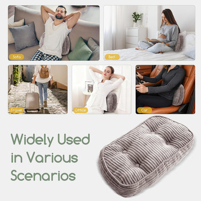 HIGOGOGO Lumbar Support Pillow for Recliner Chair/Accent Chair/Couch/Office Chair, Tufted Corduroy Back Support Cushion for Elderly, Recliner Cushions for Back Rest, Pain Relief, Reading, Brown