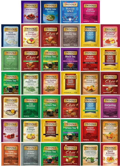 Twinings Assorted Herbal, Naturally Caffeine-Free Tea Bag Sampler (40 Count) 13 Flavour Boxed Variety Gift Set