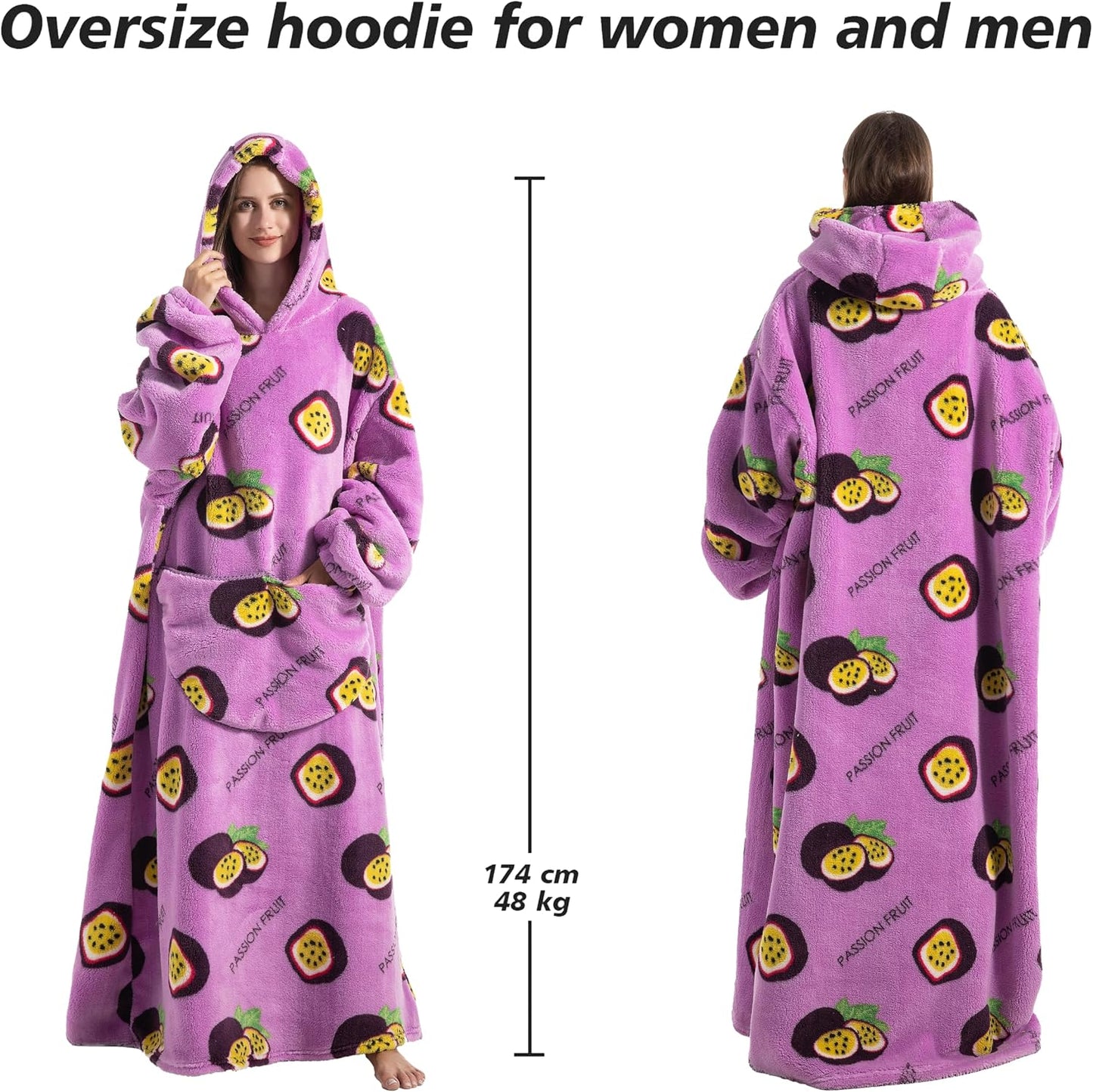 Capecage Blanket Hoodie, Long Hooded Blanket Sweatshirt as Birthday Gifts for Women Men, Long Wearable Blanket for Women Men.