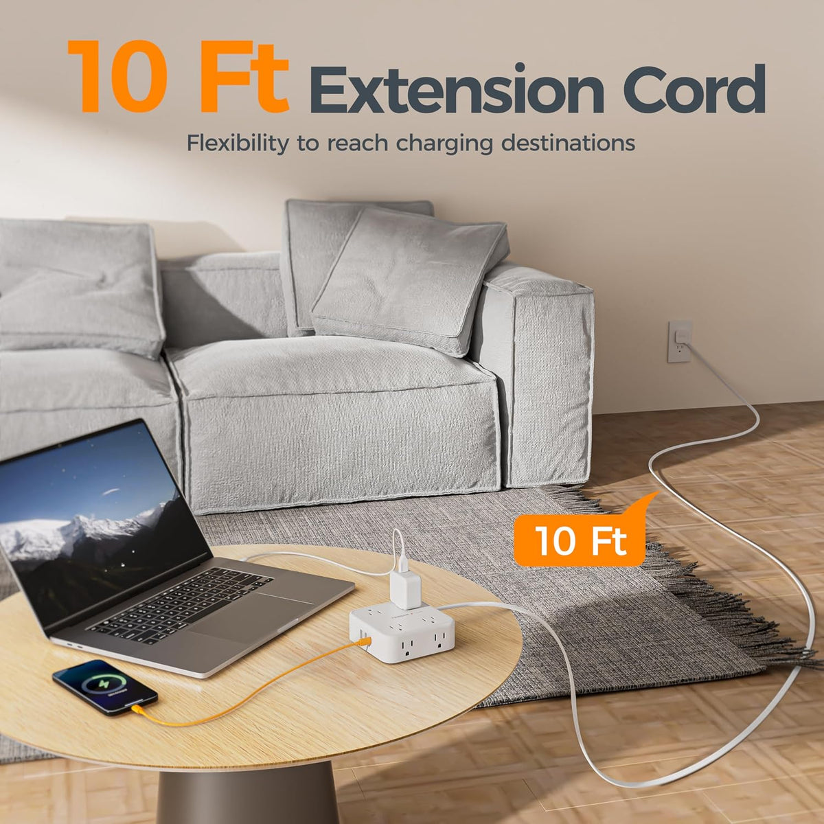 TESSAN Surge Protector Power Strip with 900J Surge Protection, 5 Ft, Grey