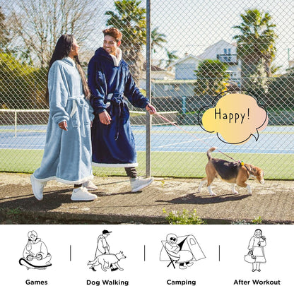 Bedsure Wearable Blanket Hoodie, Long Hooded Blanket Sweatshirt as Mothers Birthday Gifts for Women, Cozy Sherpa Hoodie for Adult, Standard, Grey