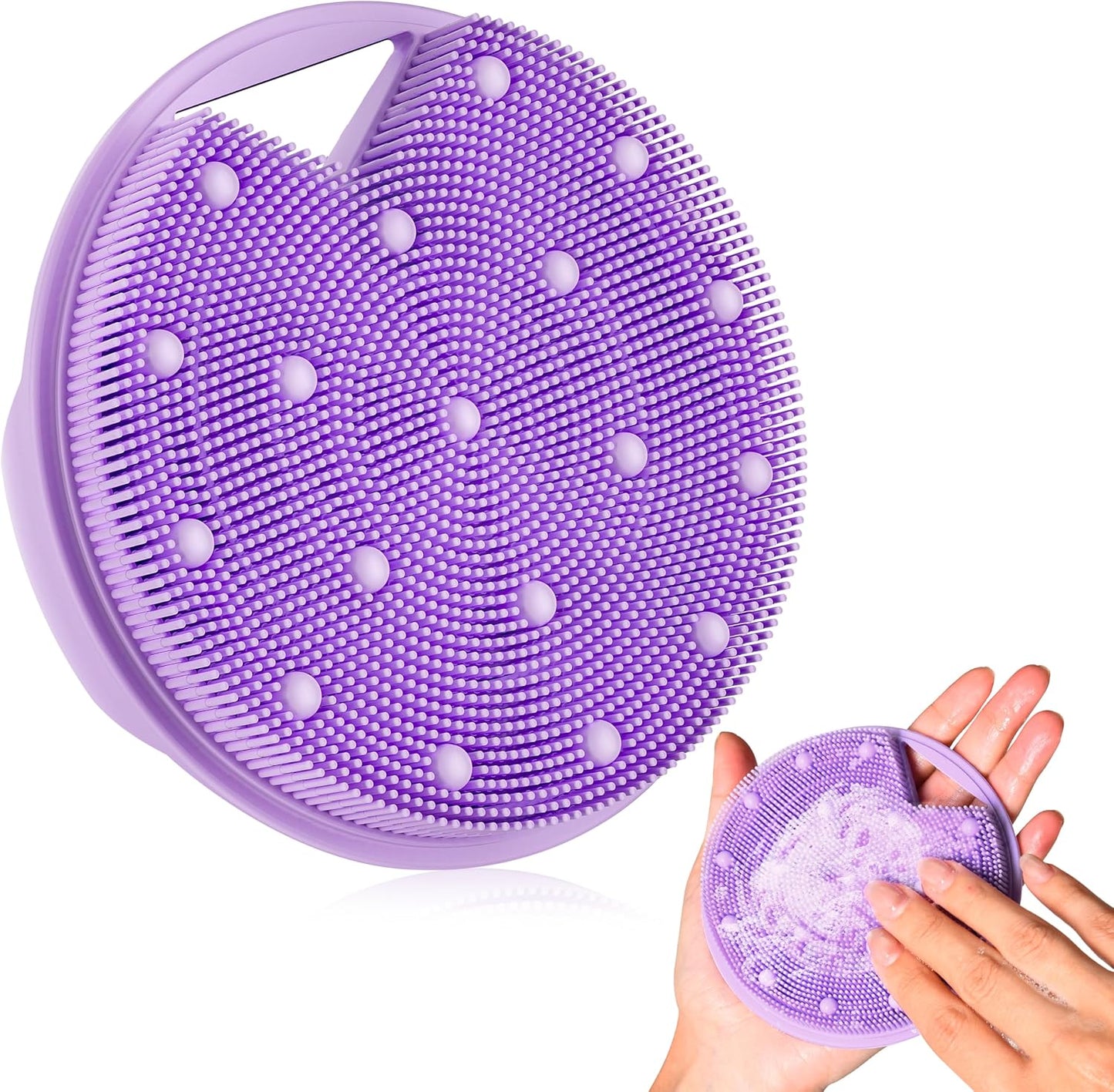 Silicone Body Scrubber -Anti Zinc Infused Exfoliating Body Scrubber | Anti Slip Silicone Loofah,Stiff & Soft Bristles for Cellulite Reduction,Blood Circulation - Black