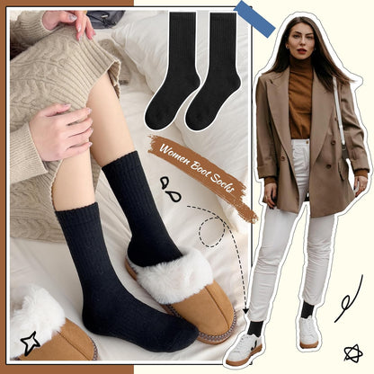 EBMORE Merino Wool Socks for Women Hiking Thermal Warm Winter Thick Boot Cozy Crew Comfy Work Socks for Ladies 5 Pairs
