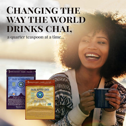Blue Lotus Chai - Traditional Masala Chai - Makes 100 Cups - 3 Ounce Masala Spiced Chai Powder with Organic Spices - Instant Indian Tea No Steeping - No Gluten