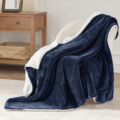 Bedsure GentleSoft Sherpa Fleece Throw Blanket for Couch, Non-Heated, Thick & Warm Cozy Blanket for Winter, Soft Fuzzy Plush Throw Gifts for Women and Men, Grey, 50x60 Inches