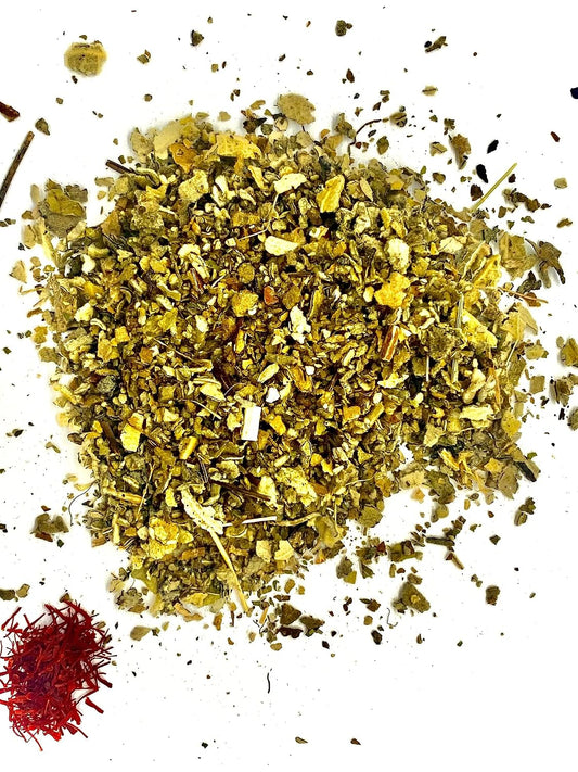 FIRE TEAS Organic Mullein Leaf Herbal Tea w/Ginger & Saffron - Respiratory & Lung Cleanse Herbal Tea, Mucous Membranes Support, Great Health Benefits, Loose Leaf -