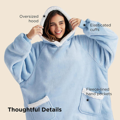 Bedsure Blanket Hoodie, Wearable Blanket Hoodie as Gifts for Mom, Birthday Gifts for Women Kids Teens Mother's Day Sherpa Sweatshirt, Grey, Standard