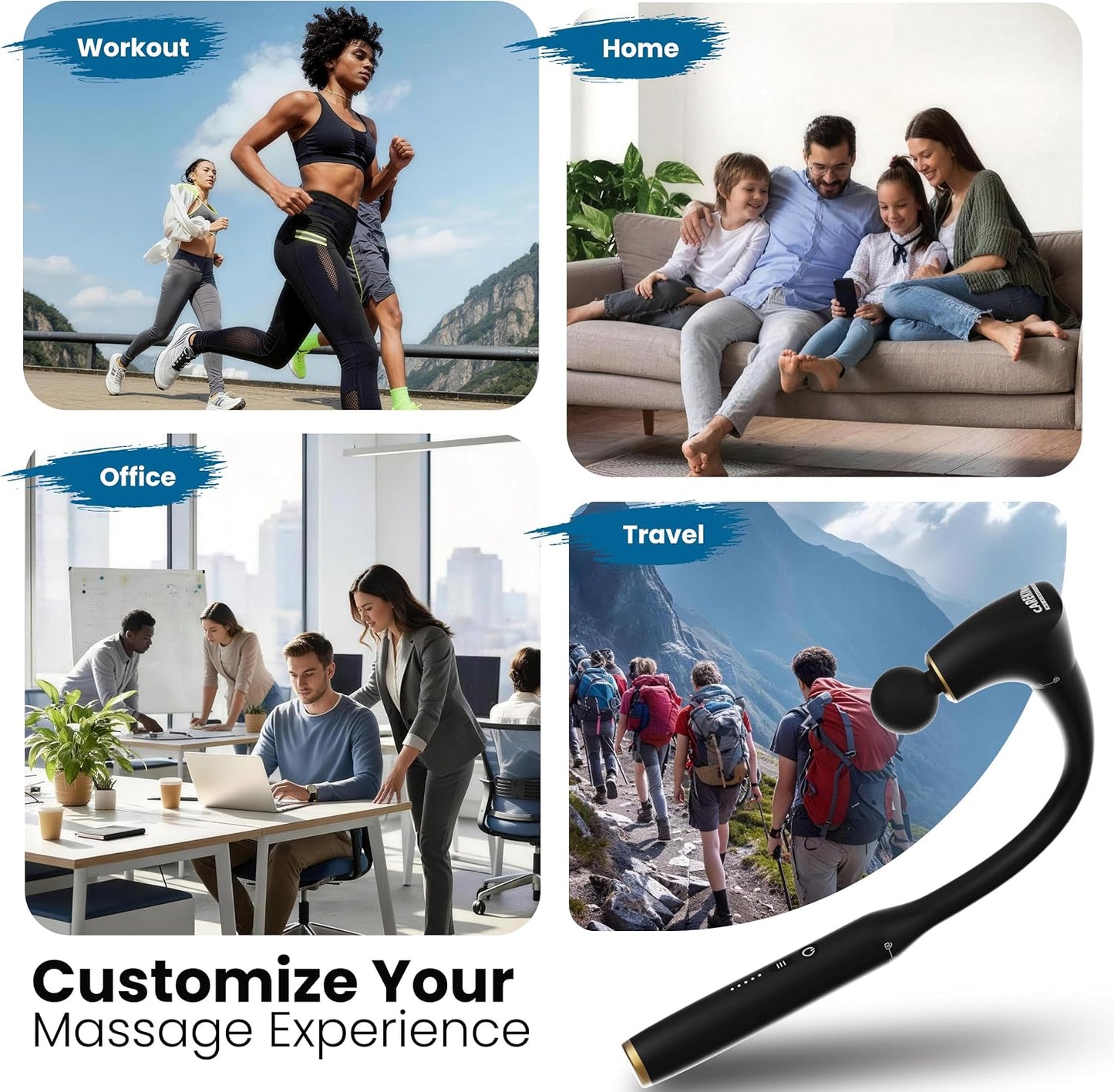 2-in-1 Detachable Massage Gun Deep Tissue with Extension Handle