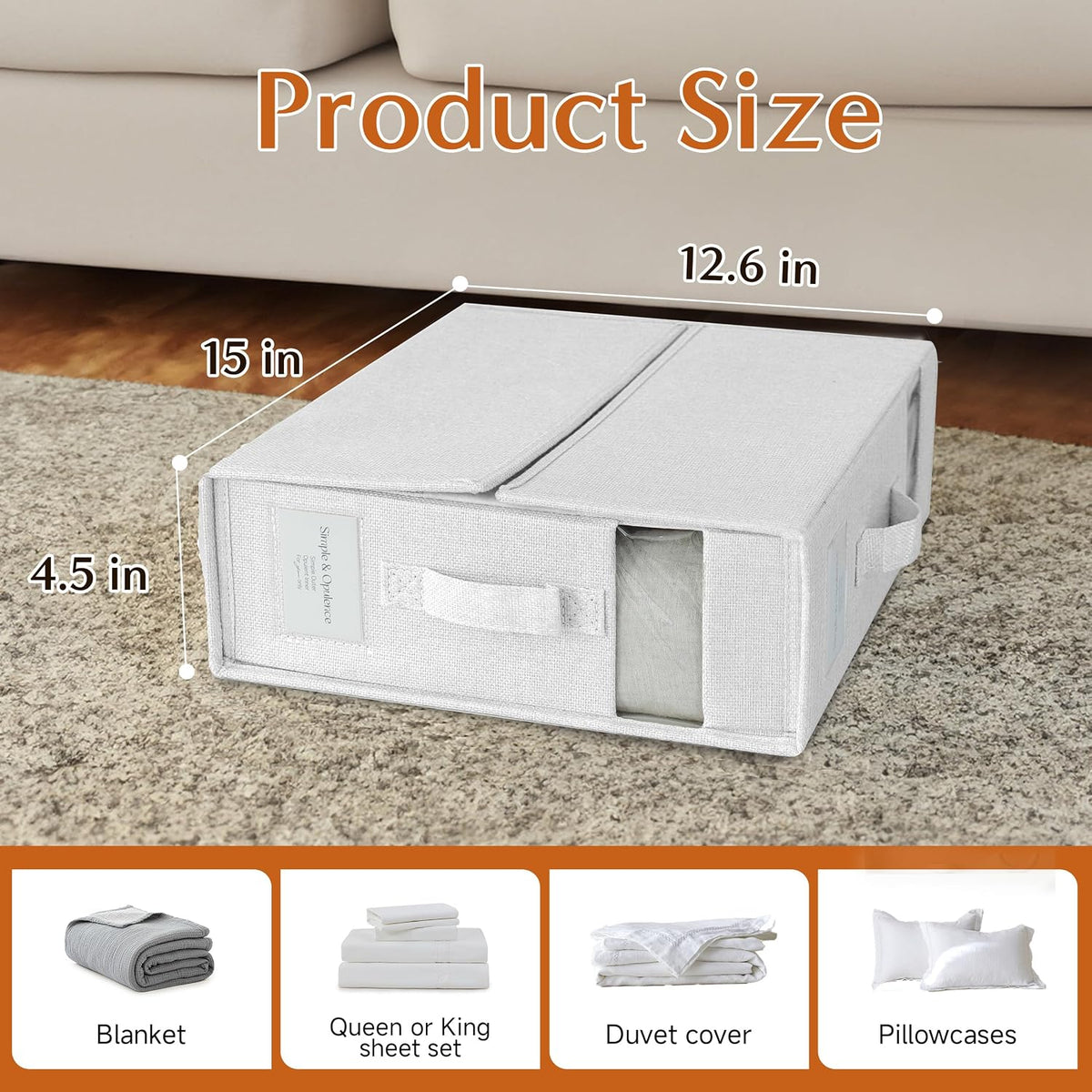 Simple&Opulence 2 Pack Bed Sheet Organizers and Storage (Queen & King Size), Foldable Sheet Set Organizer for Linen Closet, Folding Bedding Storage Box for Bedsheet Duvet Cover, Linen