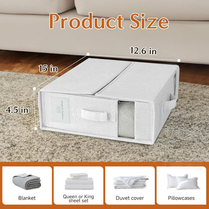Simple&Opulence 2 Pack Bed Sheet Organizers and Storage (Queen & King Size), Foldable Sheet Set Organizer for Linen Closet, Folding Bedding Storage Box for Bedsheet Duvet Cover, Linen