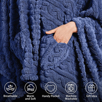 Wearable Blanket Poncho Cape Wrap for Adult, Cozy Sherpa Fleece Pocketed Shawl TV Throw Blankets for Office and Lounge(Purple,58'' x 64'')