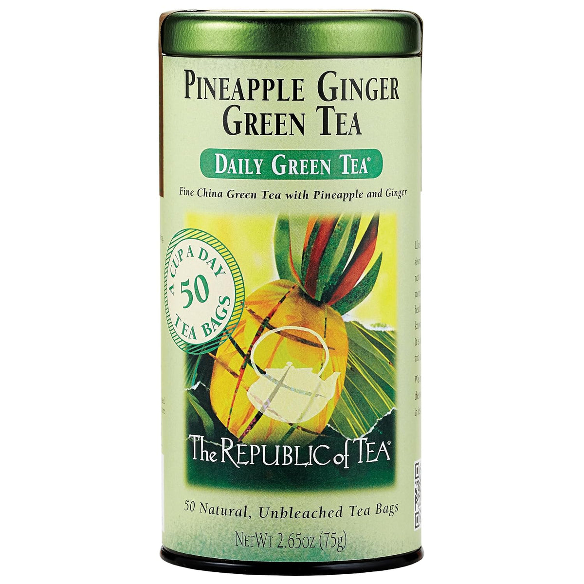 The Republic of Tea Daily Green Pineapple Ginger Green Tea, 50 Ct