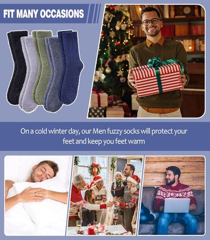 MQELONG Fuzzy Socks for Men & Women Cozy Fluffy Winter Warm Slipper Socks Microfiber Soft Home Sleeping Socks