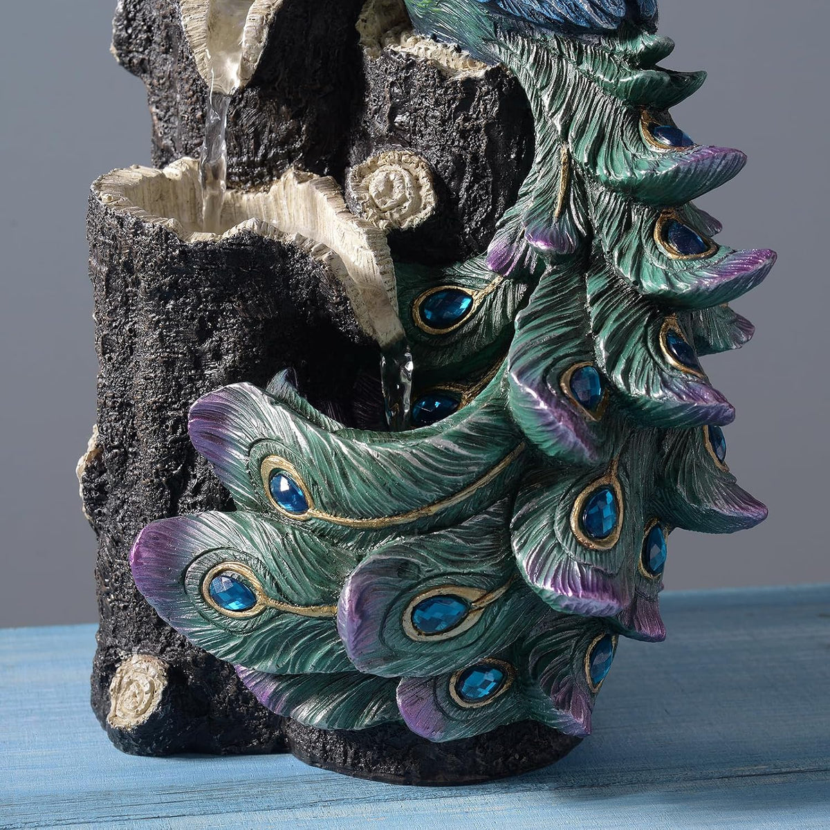 Kalona Tabletop Water Fountain, Indoor Waterfall with Resin Rock Design