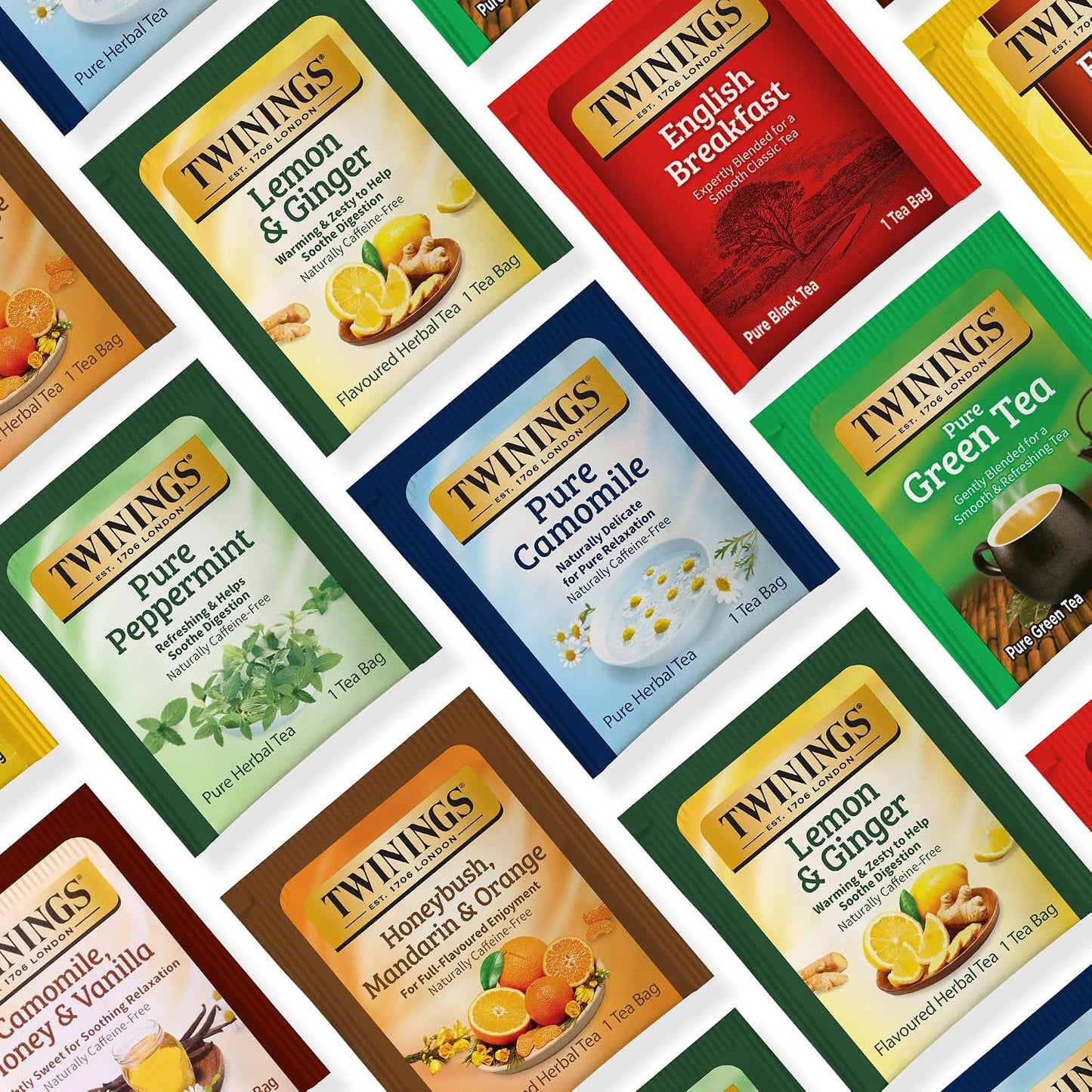 Twinings 48 Tea Bags Herbal Variety Pack – 12 Herbal Flavors, Caffeine-Free, Individually Wrapped, Perfect Tea for Any Occasion