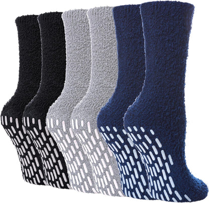 FNOVCO Non Slip Socks for Women Winter Warm Cozy Fuzzy Slipper Socks Soft Fluffy Hospital Socks with Grips