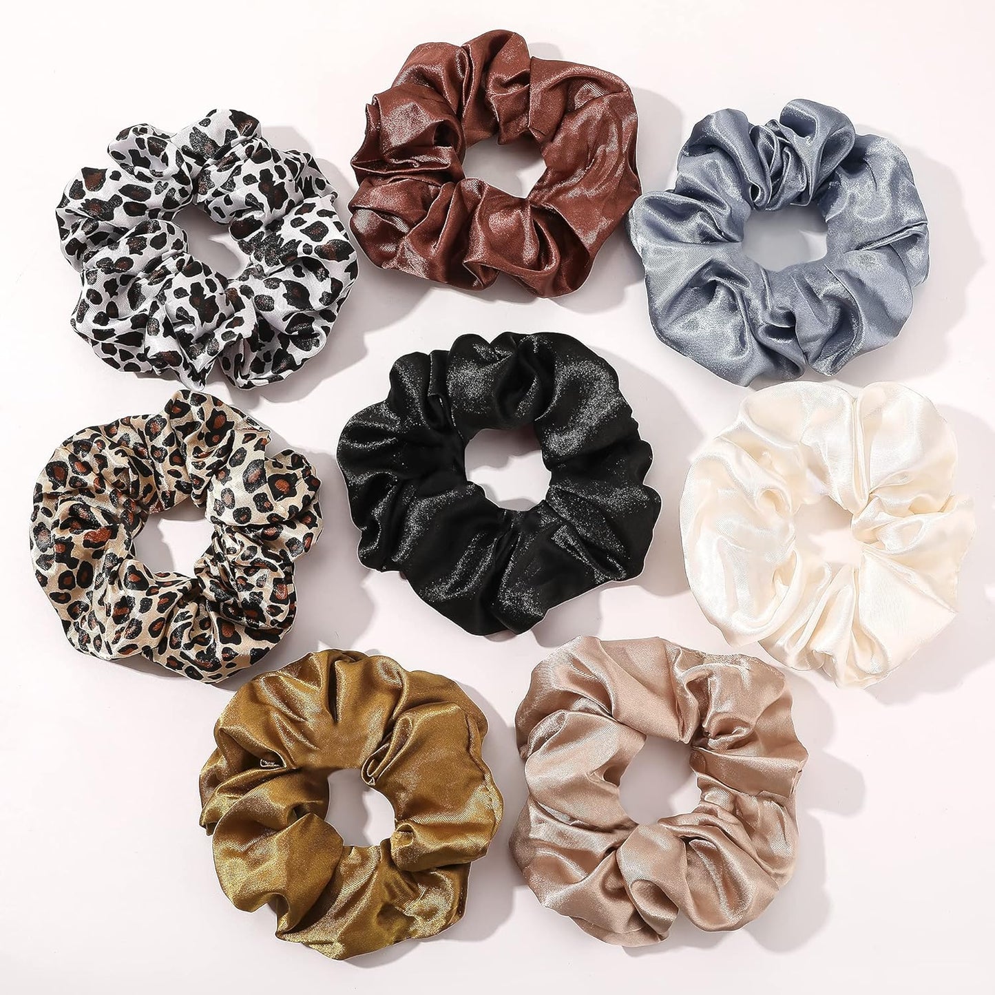 16 Pcs Scrunchies for Women - Black Satin Silk Scrunchies for Girls Hair Ties Elastics Bands Ponytail Holder Hair Accessories