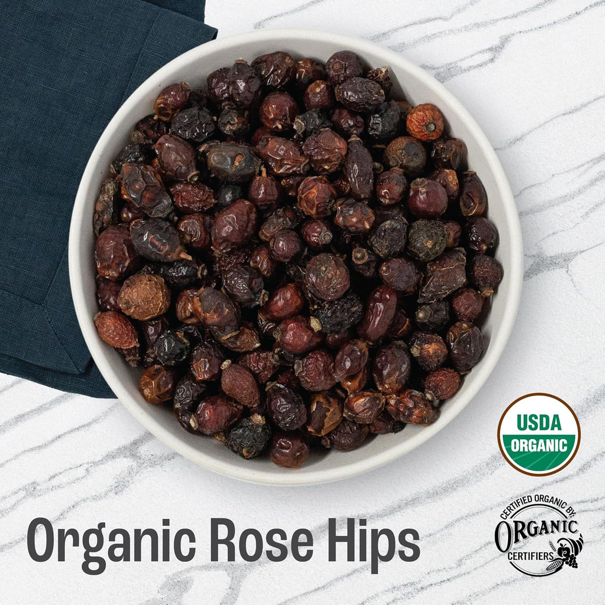 J MAC BOTANICALS Organic Rose Hips (1 lb Bag) Whole, natural dried rose hips for herbal tea, rosehips, rosehip tea, packaged in the USA