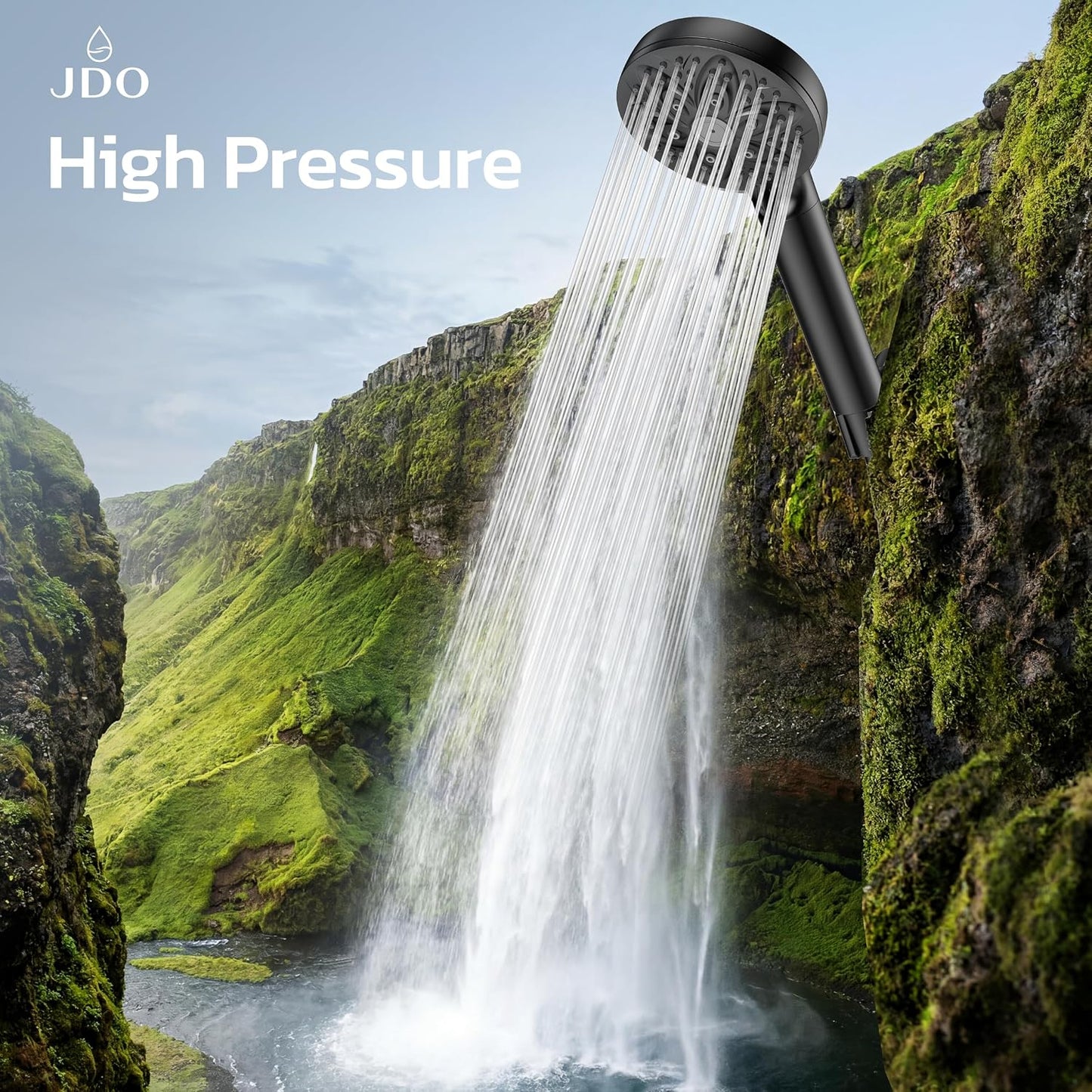 6-Setting Shower Head with Handheld, JDO High Pressure Hand held Shower Head, 4.7 Inch Chrome Detachable Showerhead Set with 59 Inch Stainless Steel Hose and Adjustable Showerhead Holder