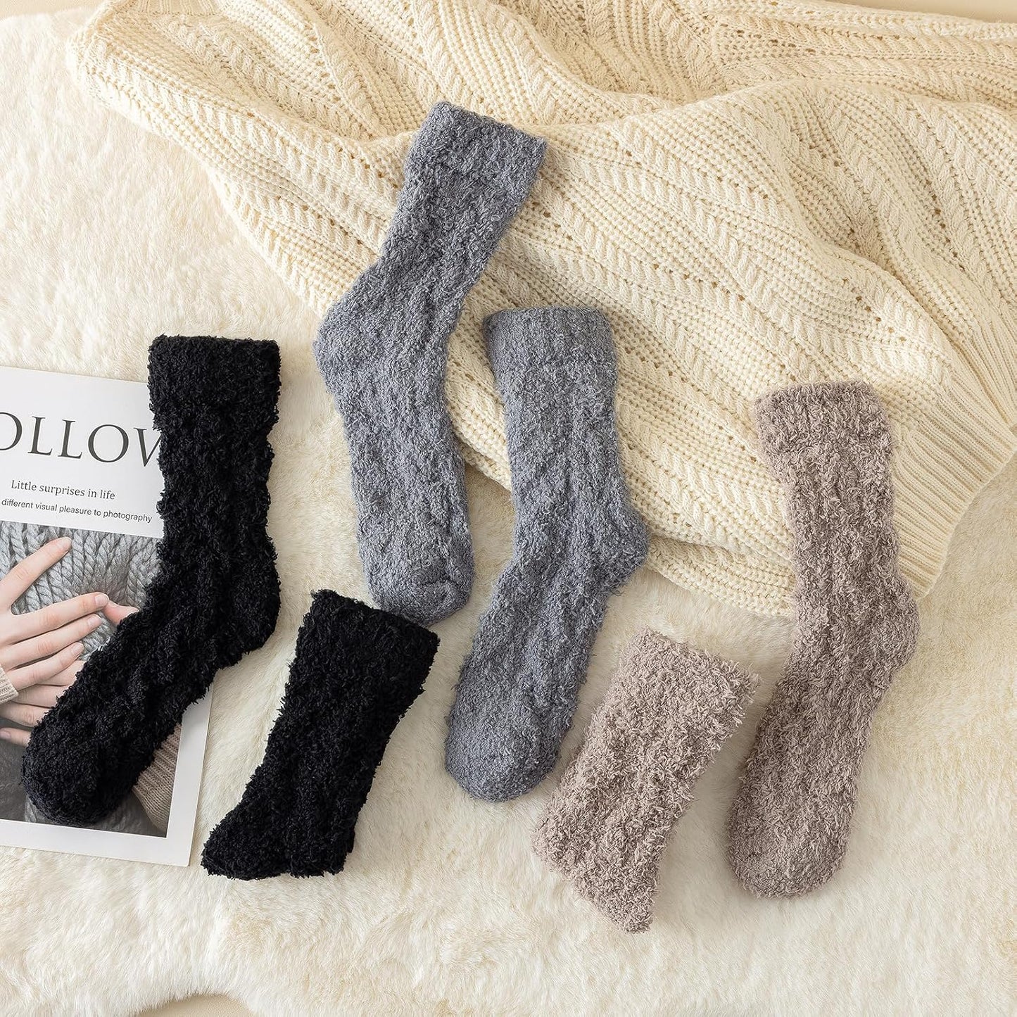 Premillow Womens Fuzzy Socks Fluffy Socks Women Winter Cozy Sock Warm Slipper Home Sleeping Sock for Women