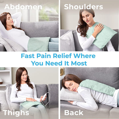 Pure Enrichment PureRelief Express Designer Series Electric Heating Pad - 12” x 15” Fast-Heating with 4 Heat Settings, Machine-Washable Fabric, & 2-Hour Auto Safety Shut-Off - Cerulean Diamond