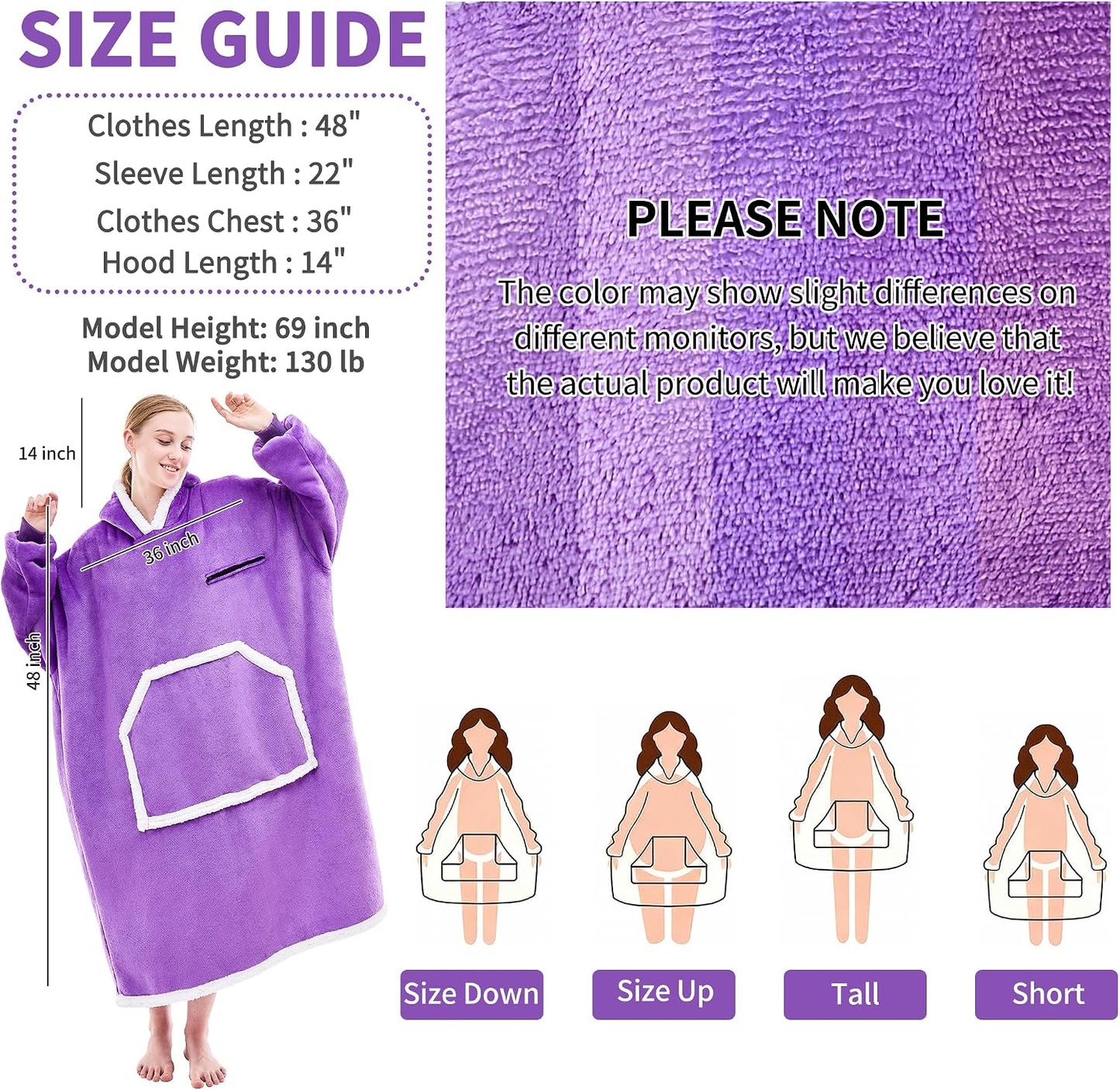 IFNOW Wearable Blanket Hoodie, Oversized Sherpa Fleece Hooded Blanket Sweatshirt with Eye Mask and Pocket, Comfy Long Flannel Blanket for Adults Men,Gifts for Women Mom Girlfriend,MoonFace