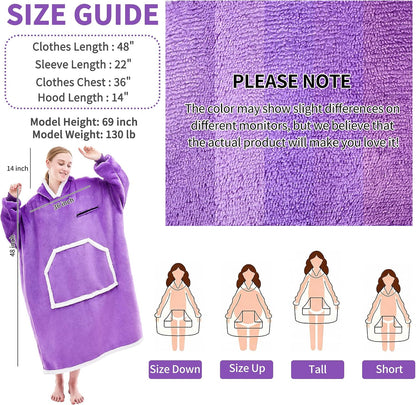 IFNOW Wearable Blanket Hoodie, Oversized Sherpa Fleece Hooded Blanket Sweatshirt with Eye Mask and Pocket, Comfy Long Flannel Blanket for Adults Men,Gifts for Women Mom Girlfriend,MoonFace