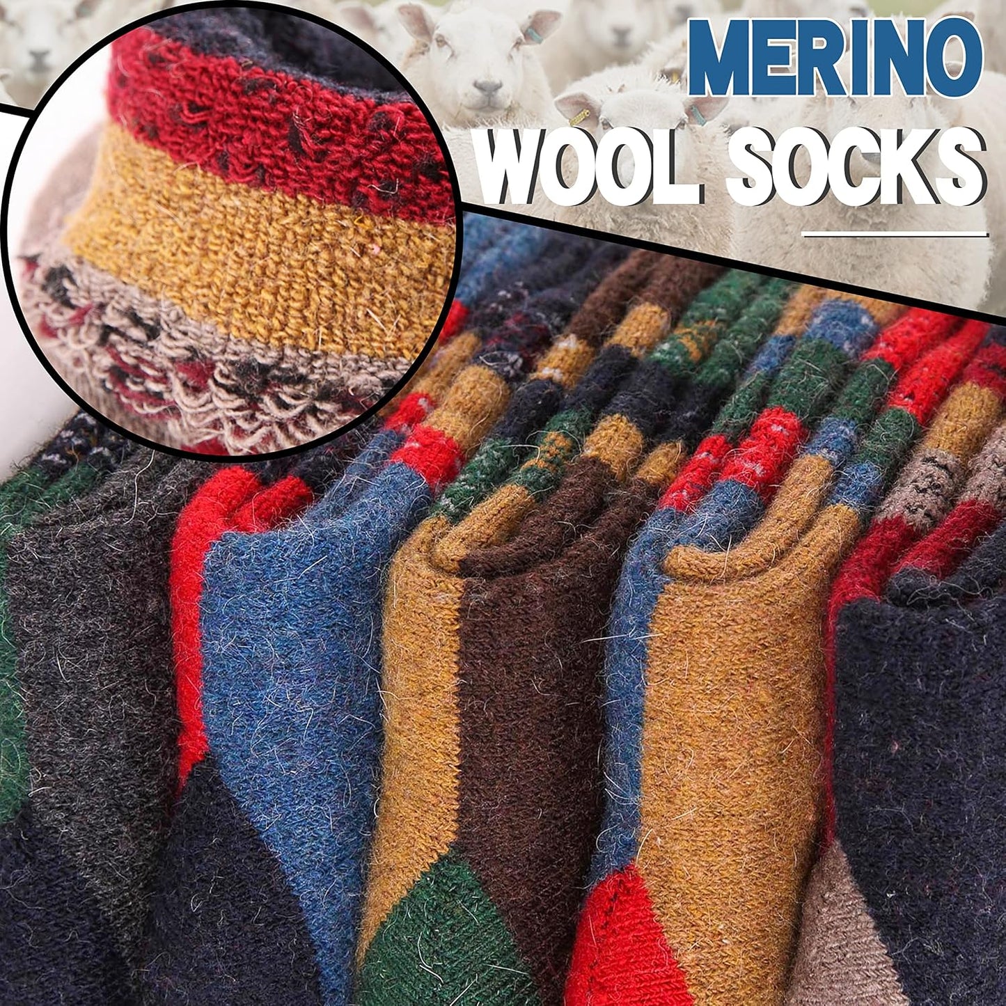 EBMORE Merino Wool Socks for Women Hiking Thermal Warm Winter Thick Boot Cozy Crew Comfy Work Socks for Ladies 5 Pairs