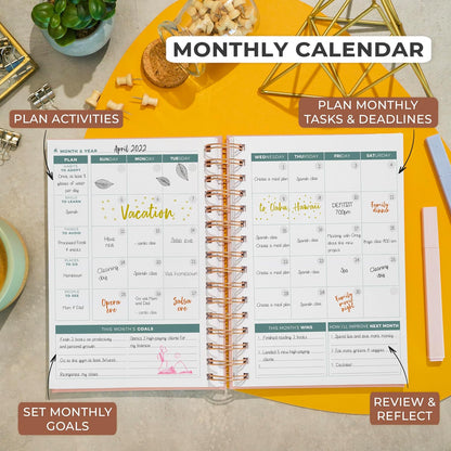 Clever Fox Planner 2nd Edition – Colorful Weekly & Monthly Goal Planner, Time Management & Productivity Organizer, Undated, A5 (Dark Teal)