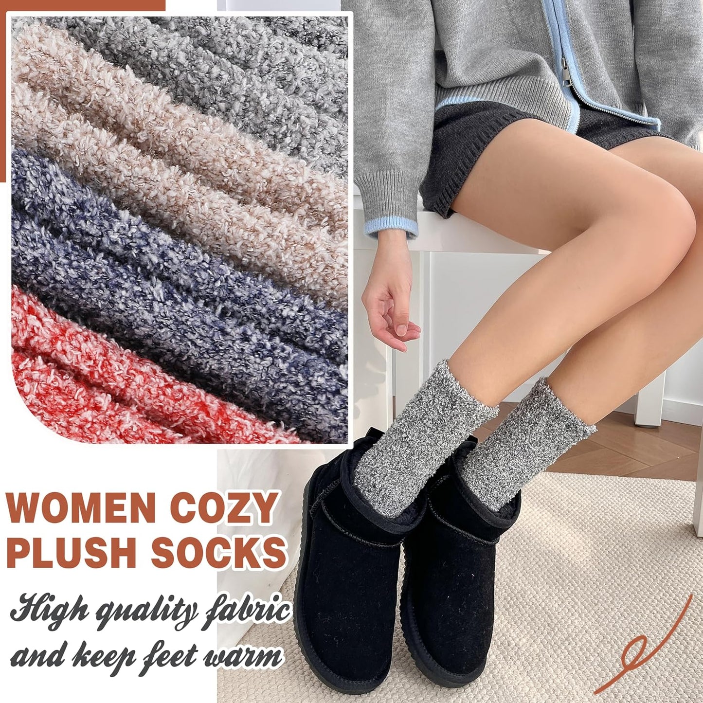 EBMORE Womens Fuzzy Socks Slipper Fluffy Cozy Comfy Cabin Plush Warm Winter Sleep Home Soft Socks
