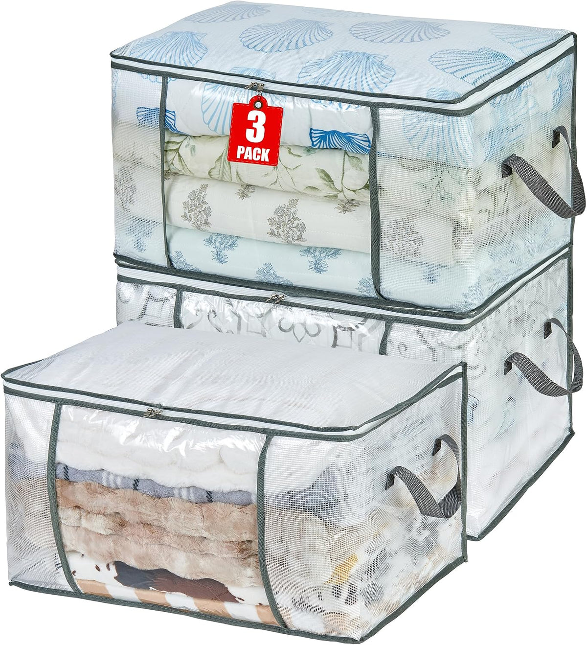 80L Clear Large Storage Bag for Clothes Comforters Blankets Pillows Bedding