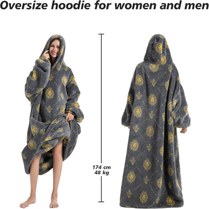 Capecage Blanket Hoodie, Long Hooded Blanket Sweatshirt as Birthday Gifts for Women Men, Long Wearable Blanket for Women Men.