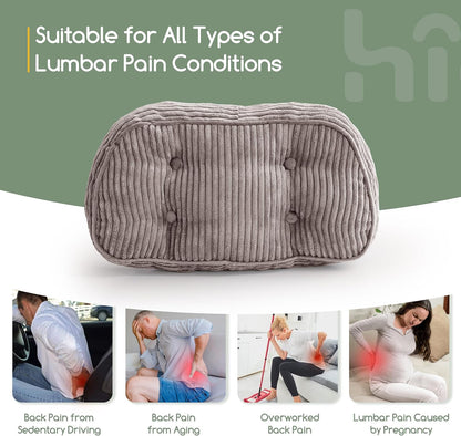 HIGOGOGO Lumbar Support Pillow for Recliner Chair/Accent Chair/Couch/Office Chair, Tufted Corduroy Back Support Cushion for Elderly, Recliner Cushions for Back Rest, Pain Relief, Reading, Brown