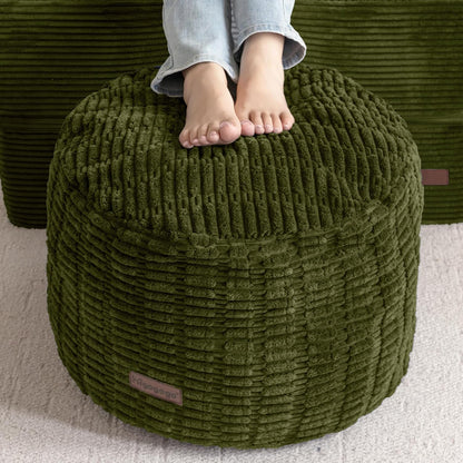 HIGOGOGO Pouf Ottoman Stuffed Round Modern Foam Filled Foot Rest Poufs for Living Room Chair Decorative 20 X 15 Inches Boho Relax Stool for Wedding Christmas Party, Beige